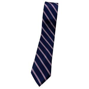 LAUREN RALPH LAUREN Men's 100% Silk Necktie LUXURY Tie Blue Striped W:2.5" EUC